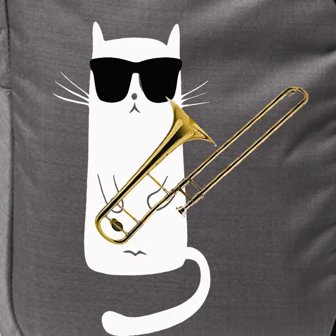 Funny Cat Wearing Sunglasses Playing Trombone Impact Tech Backpack