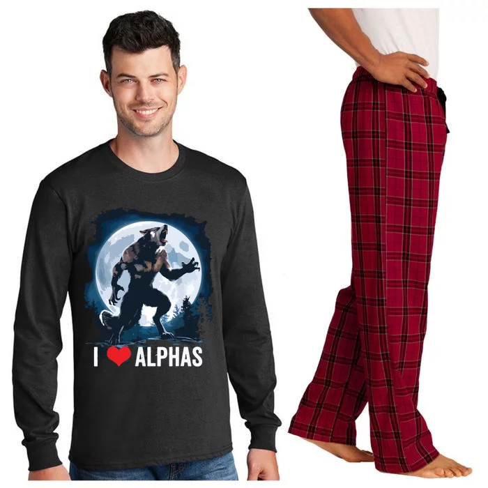 Funny Cringe Werewolf Wolf Meme I Heart Alphas I Love Alphas Long Sleeve Pajama Set