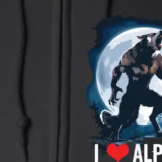 Funny Cringe Werewolf Wolf Meme I Heart Alphas I Love Alphas Full Zip Hoodie