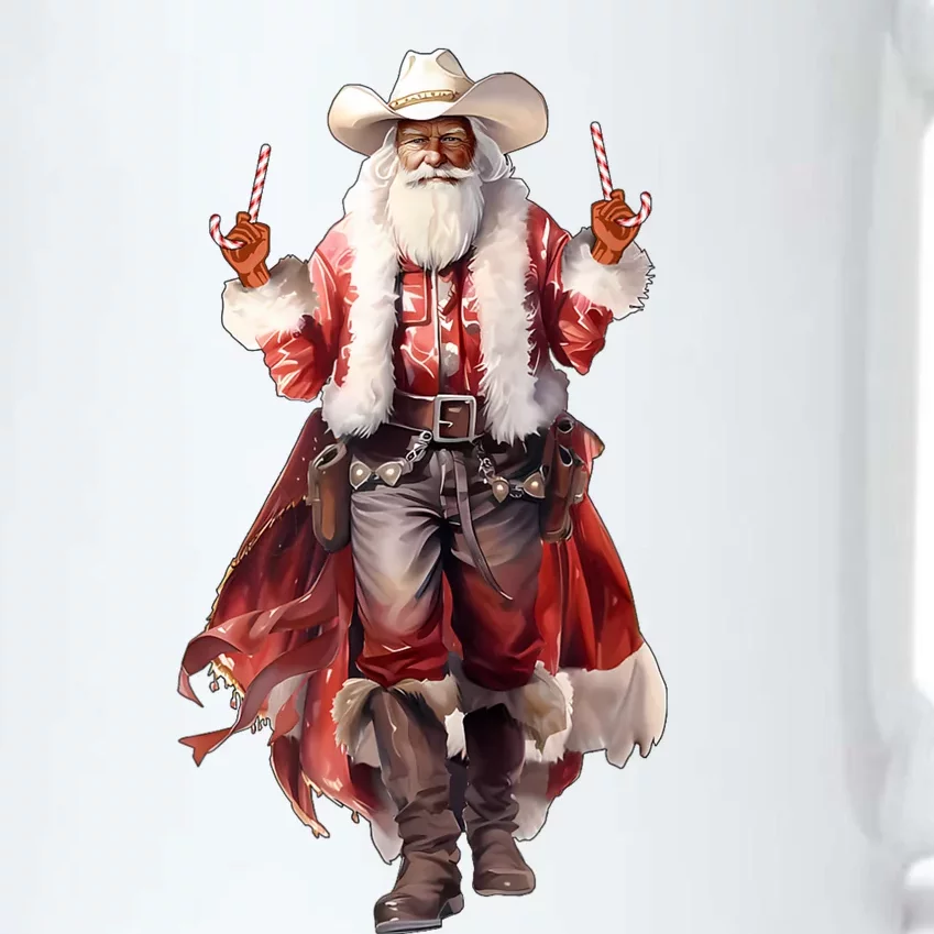 Funny Christmas Western Cowboy Santa Claus And Candy Cane Black Color Changing Mug