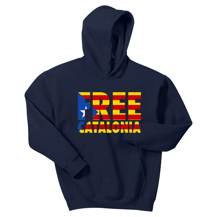 Free Catalonia With Catalonia Flag Kids Hoodie