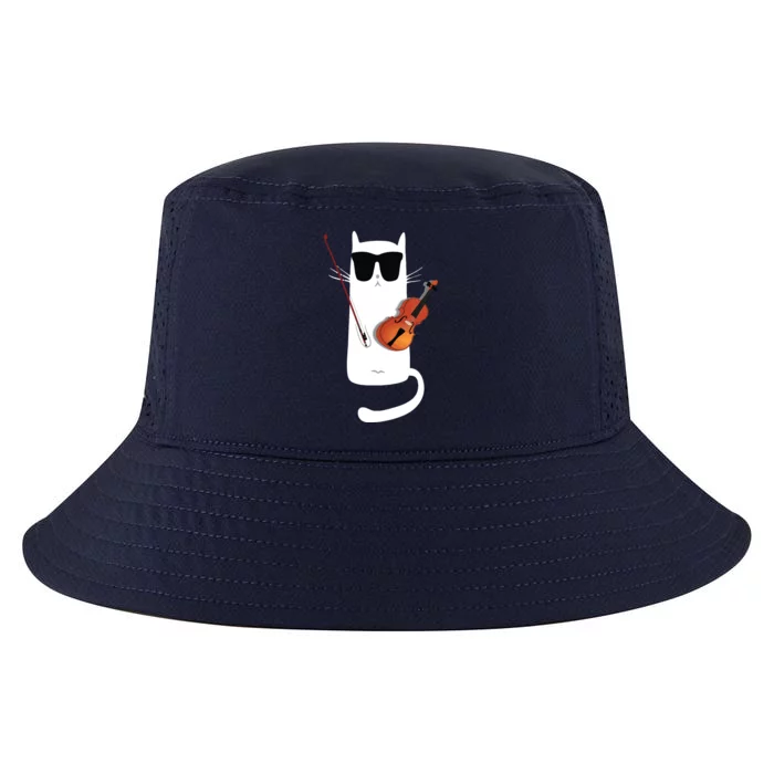 Funny Cat Wearing Sunglasses Playing Violin Cool Comfort Performance Bucket Hat