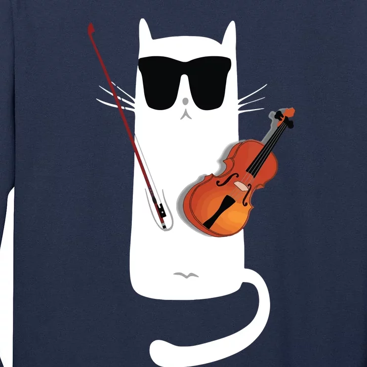 Funny Cat Wearing Sunglasses Playing Violin Tall Long Sleeve T-Shirt