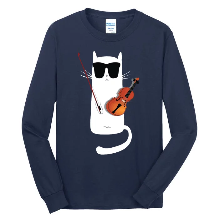 Funny Cat Wearing Sunglasses Playing Violin Tall Long Sleeve T-Shirt