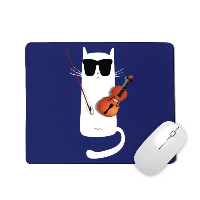 Funny Cat Wearing Sunglasses Playing Violin Mousepad