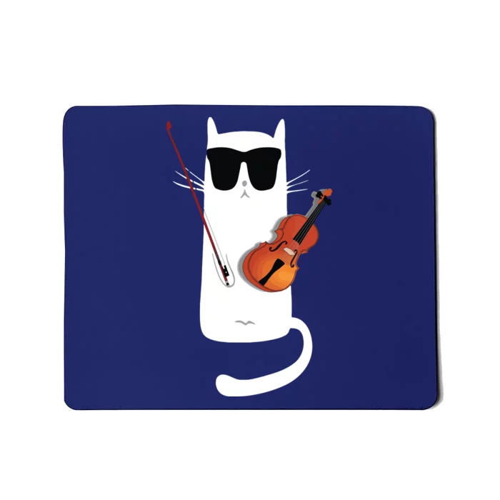 Funny Cat Wearing Sunglasses Playing Violin Mousepad