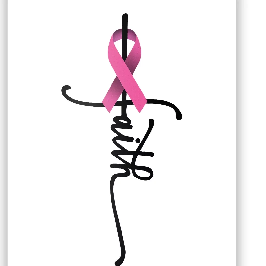 Faith Cross Warrior Survivor Ribbon Breast Cancer Poster