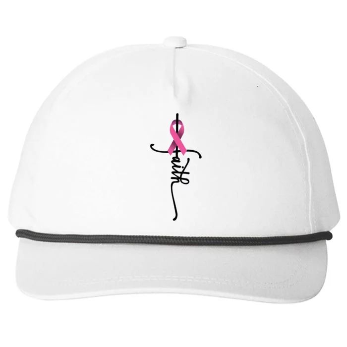 Faith Cross Warrior Survivor Ribbon Breast Cancer Snapback Five-Panel Rope Hat