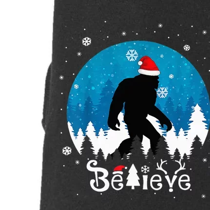 Funny Christmas Xmas Bigfoot Believe Sasquatch In Moon Light Doggie 3-End Fleece Hoodie