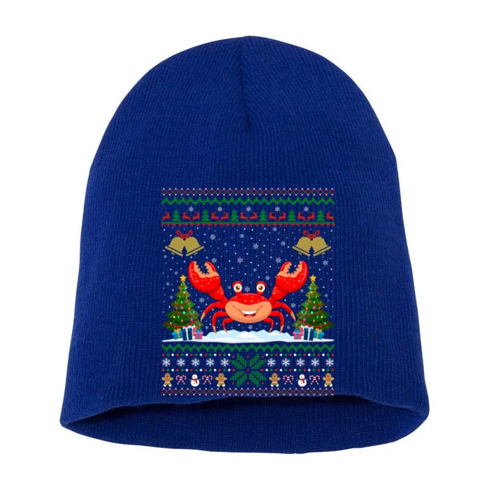 Funny Crabs Xmas Gift Santa Hat Ugly Crab Christmas Cool Gift Short Acrylic Beanie