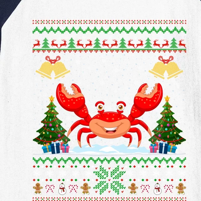 Funny Crabs Xmas Gift Santa Hat Ugly Crab Christmas Cool Gift Baseball Sleeve Shirt