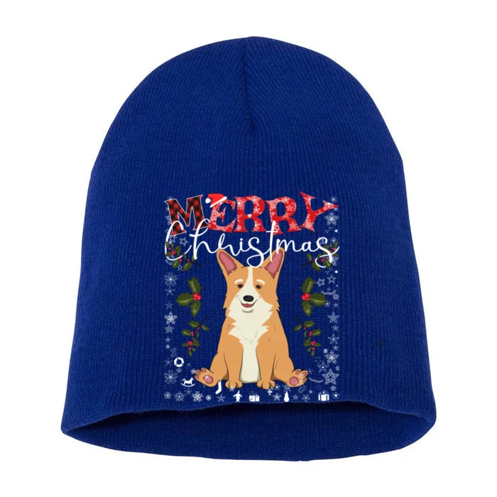 Funny Corgi Xmas Kawaii Dog Lover Family Merry Christmas Cool Gift Short Acrylic Beanie