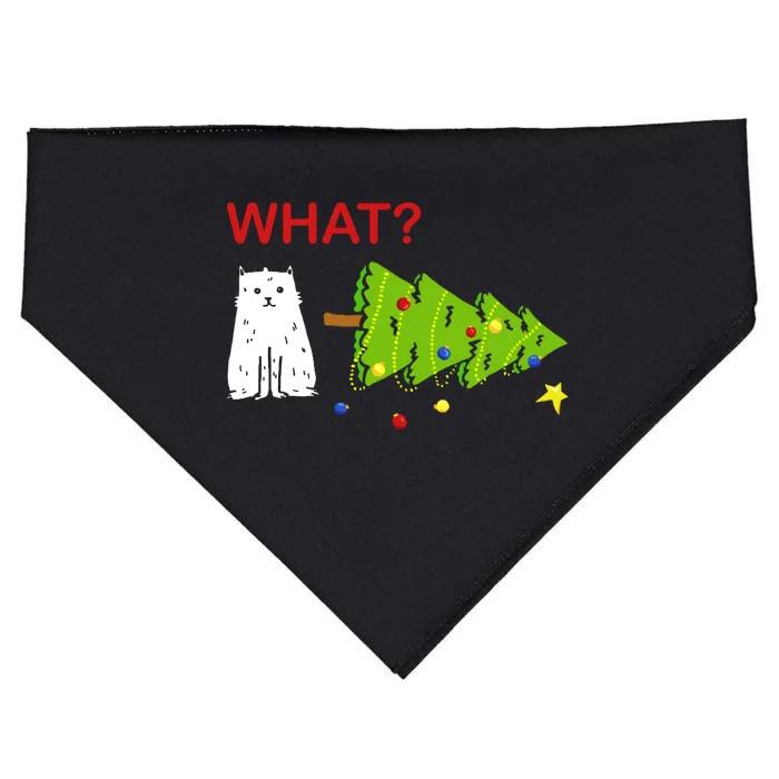 Funny Christmas XMas Cat What? USA-Made Doggie Bandana