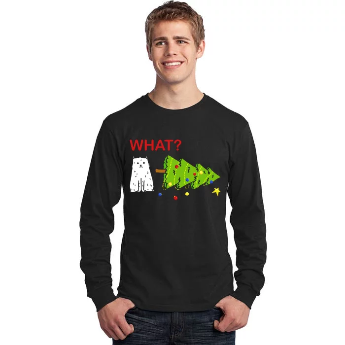 Funny Christmas XMas Cat What? Tall Long Sleeve T-Shirt