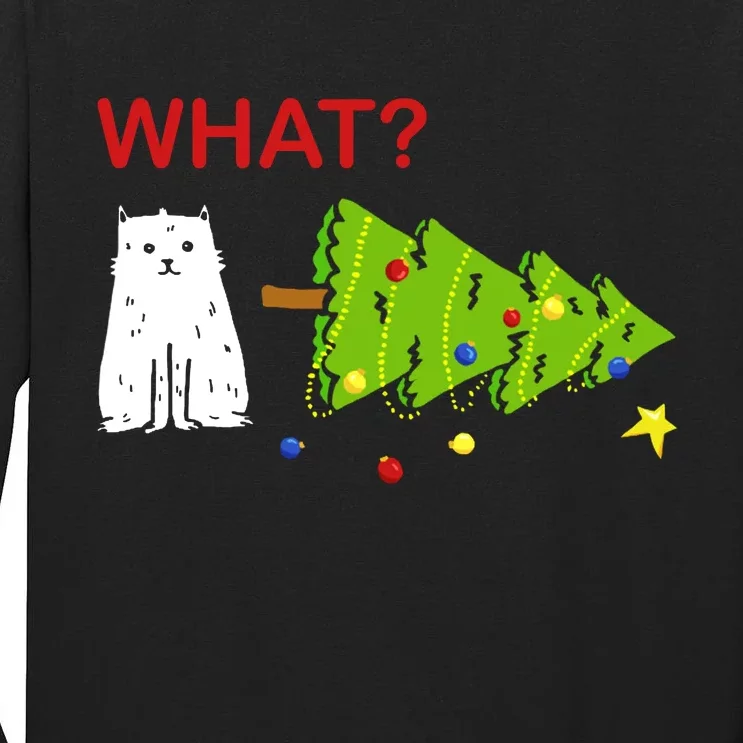 Funny Christmas XMas Cat What? Tall Long Sleeve T-Shirt