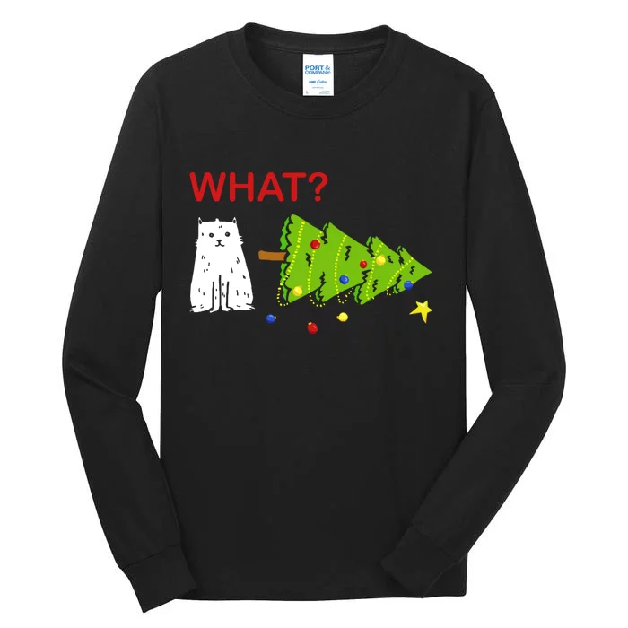 Funny Christmas XMas Cat What? Tall Long Sleeve T-Shirt