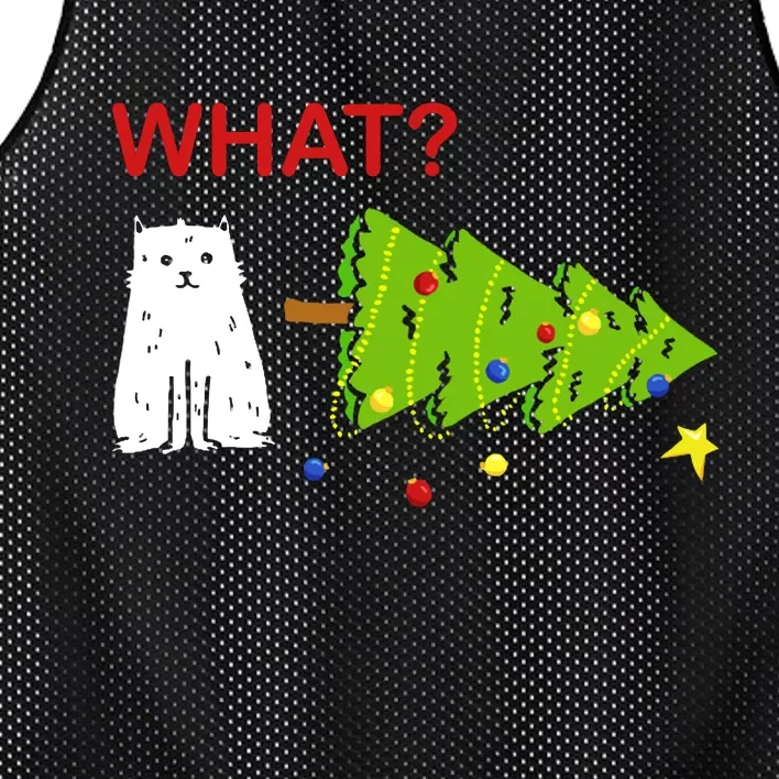 Funny Christmas XMas Cat What? Mesh Reversible Basketball Jersey Tank