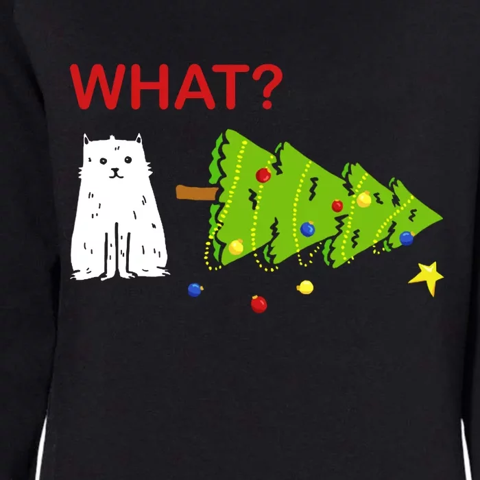 Funny Christmas XMas Cat What? Womens California Wash Sweatshirt