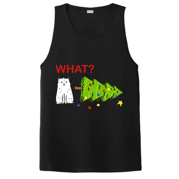 Funny Christmas XMas Cat What? Performance Tank