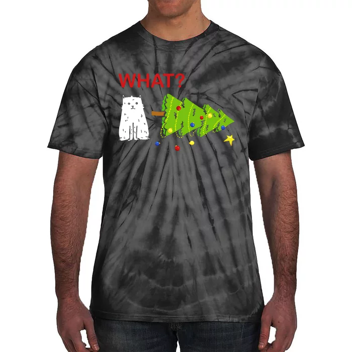 Funny Christmas XMas Cat What? Tie-Dye T-Shirt