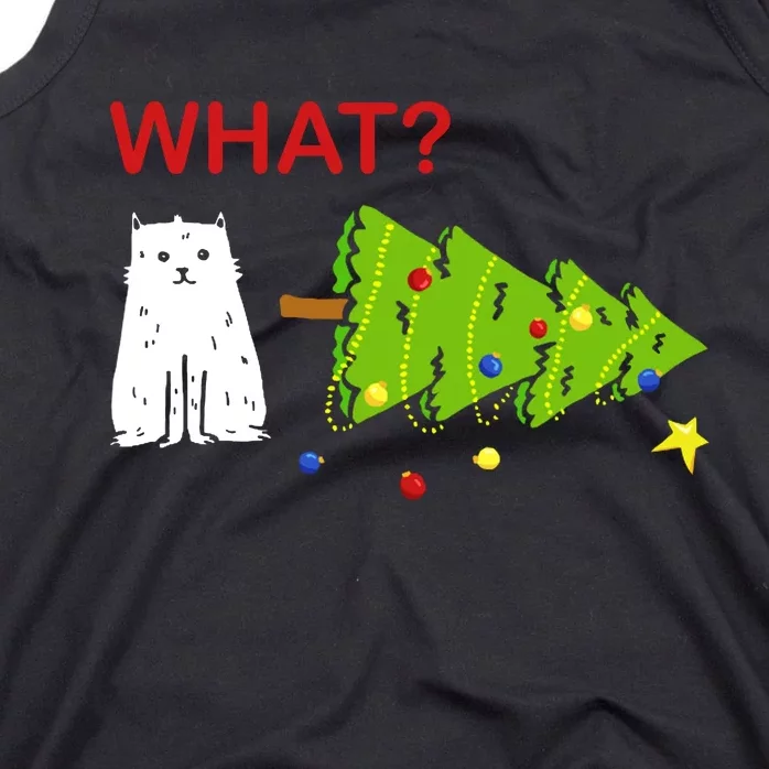 Funny Christmas XMas Cat What? Tank Top