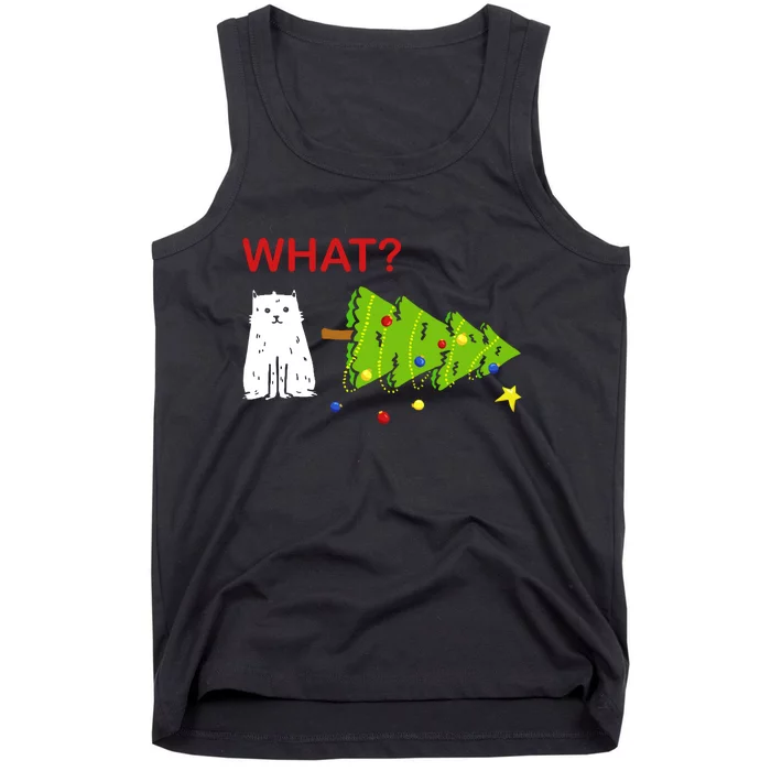 Funny Christmas XMas Cat What? Tank Top