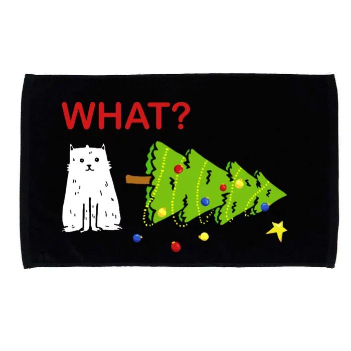 Funny Christmas XMas Cat What? Microfiber Hand Towel