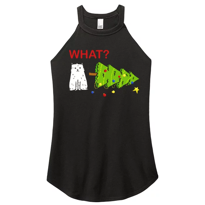 Funny Christmas XMas Cat What? Women’s Perfect Tri Rocker Tank