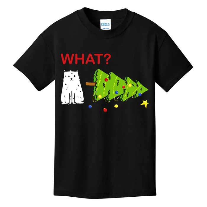 Funny Christmas XMas Cat What? Kids T-Shirt