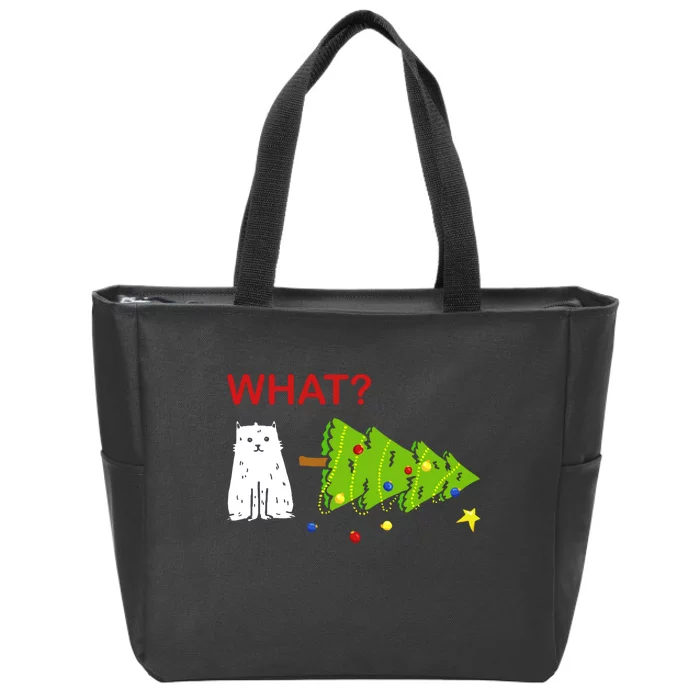 Funny Christmas XMas Cat What? Zip Tote Bag