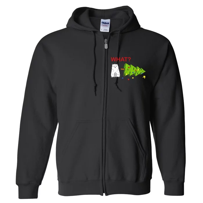 Funny Christmas XMas Cat What? Full Zip Hoodie