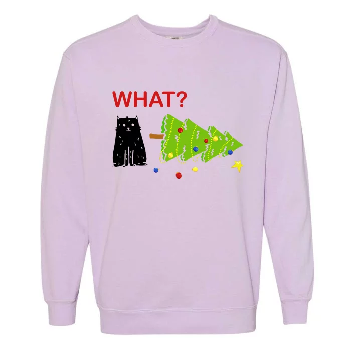 Funny Christmas XMas Cat What? Garment-Dyed Sweatshirt