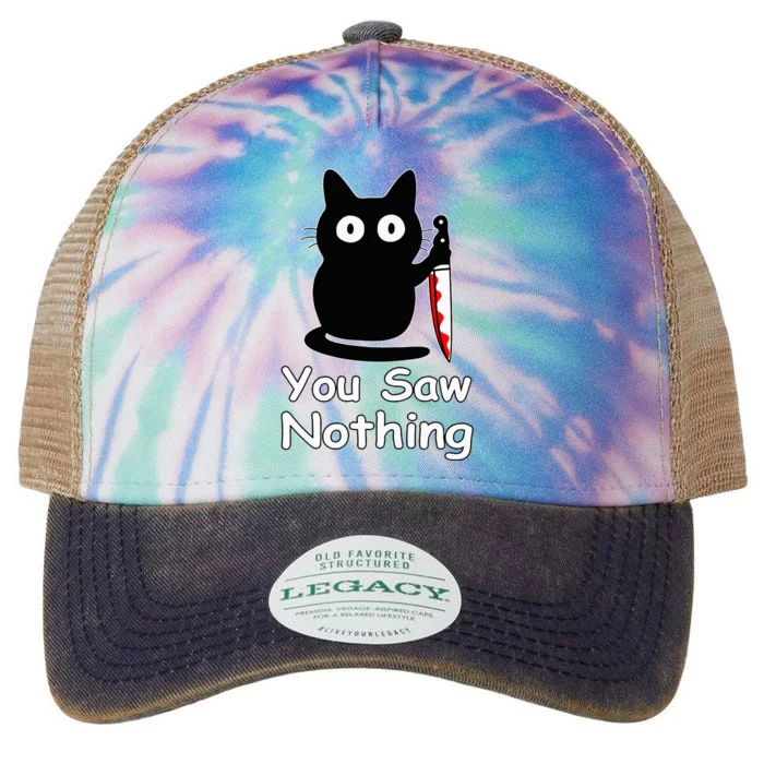 Funny Cat You Saw Nothing Funny Black Cat Gift Idea Legacy Tie Dye Trucker Hat