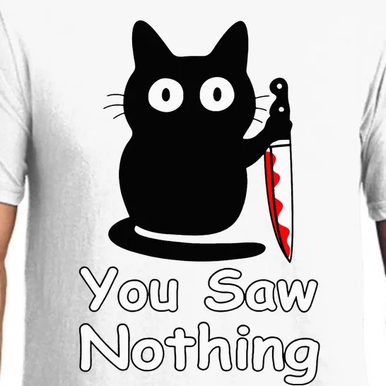 Funny Cat You Saw Nothing Funny Black Cat Gift Idea Pajama Set