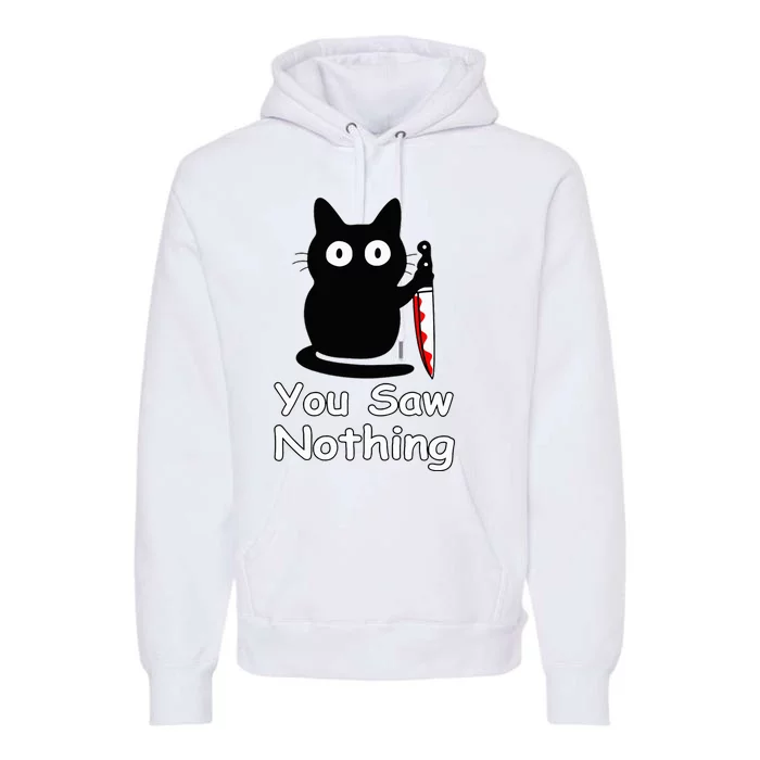 Funny Cat You Saw Nothing Funny Black Cat Gift Idea Premium Hoodie