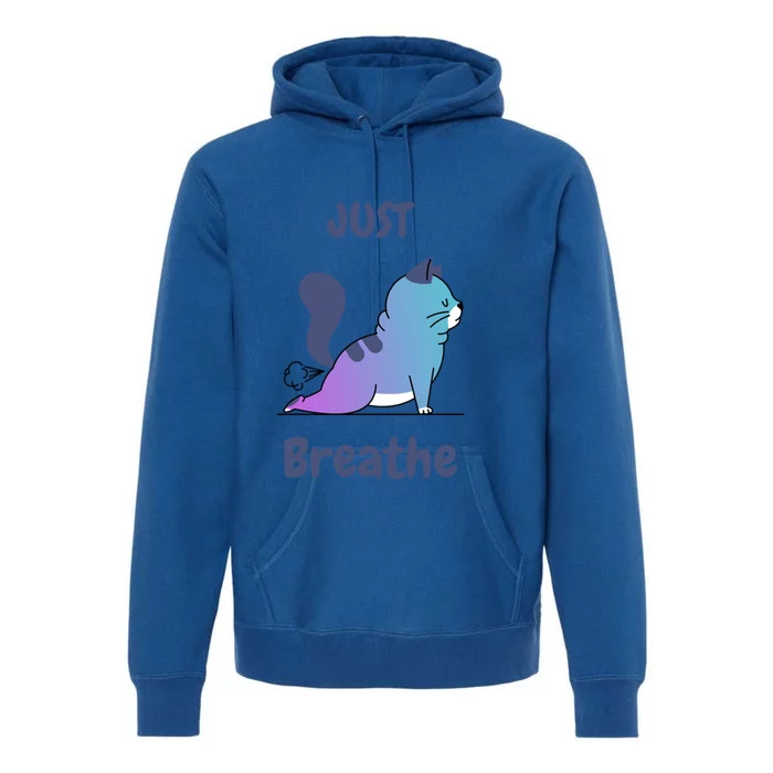 Funny Cat Yoga Just Breathe Cute Mediation Gift Premium Hoodie