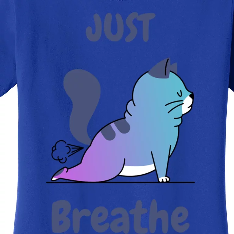 Funny Cat Yoga Just Breathe Cute Mediation Gift Women's T-Shirt