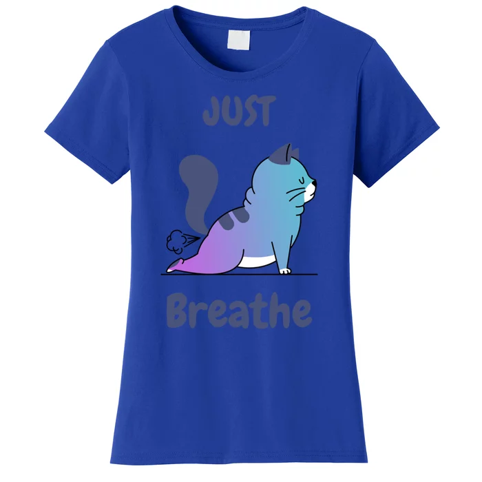 Funny Cat Yoga Just Breathe Cute Mediation Gift Women's T-Shirt