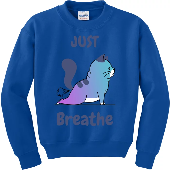 Funny Cat Yoga Just Breathe Cute Mediation Gift Kids Sweatshirt