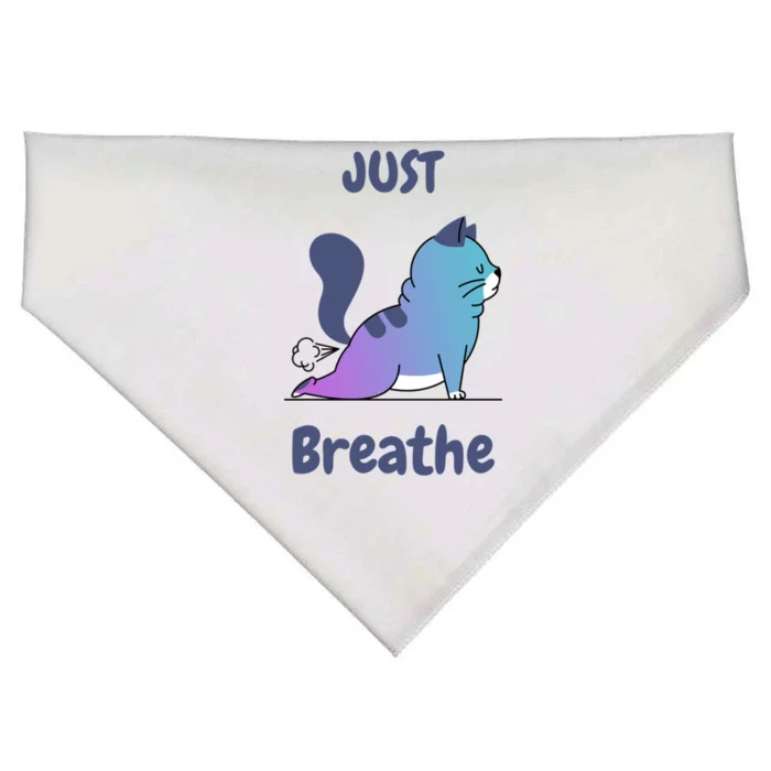 Funny Cat Yoga Just Breathe Cute Mediation Gift USA-Made Doggie Bandana