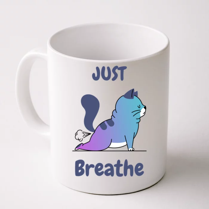 Funny Cat Yoga Just Breathe Cute Mediation Gift Front & Back Coffee Mug