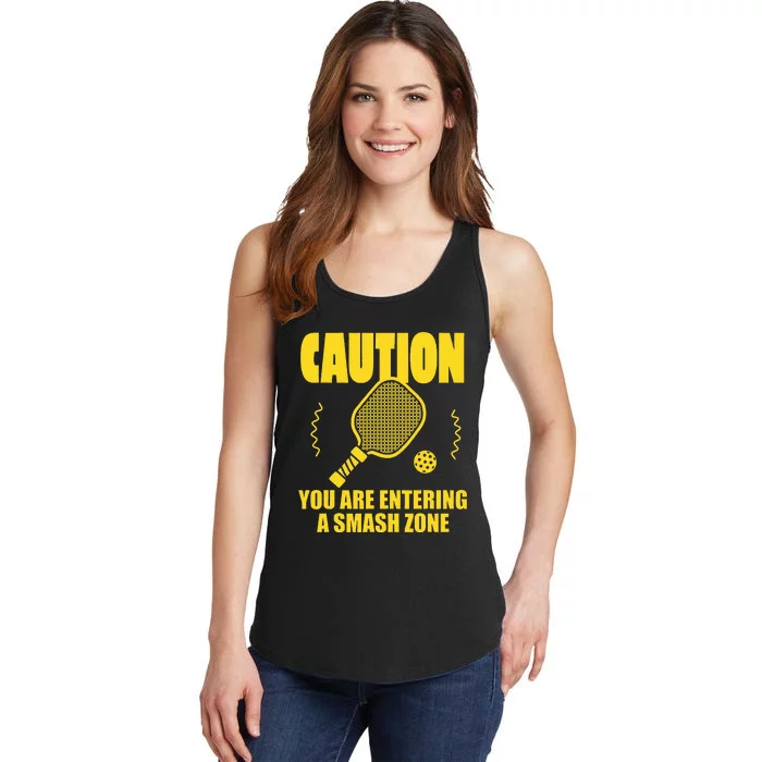 Funny Caution You Are Entering Smash Zone Pickleball Ladies Essential Tank