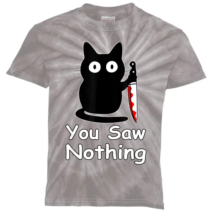 Funny Cat You Saw Nothing Funny Black Cat Gift Idea Kids Tie-Dye T-Shirt