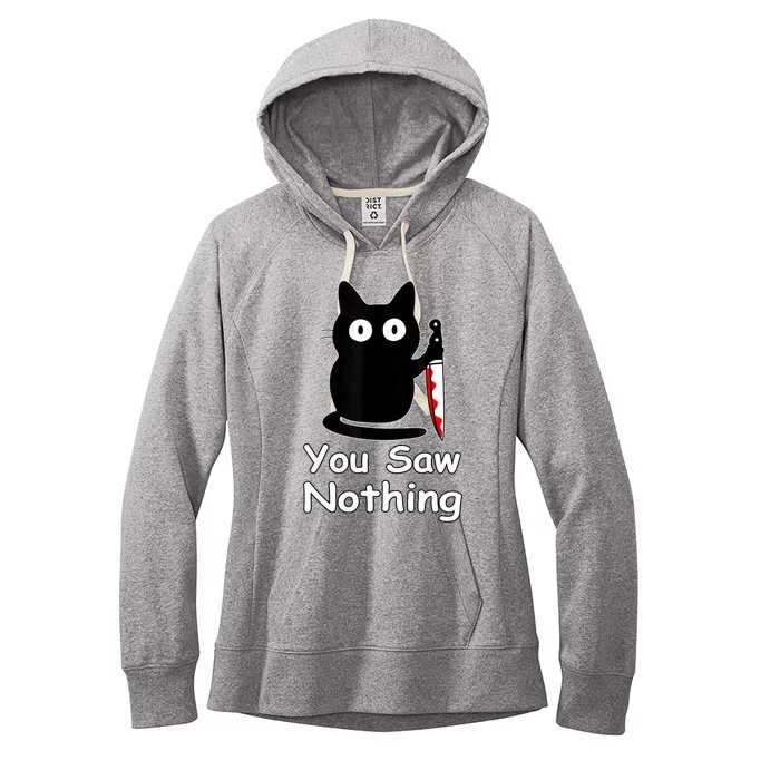 Funny Cat You Saw Nothing Funny Black Cat Gift Idea Women's Fleece Hoodie