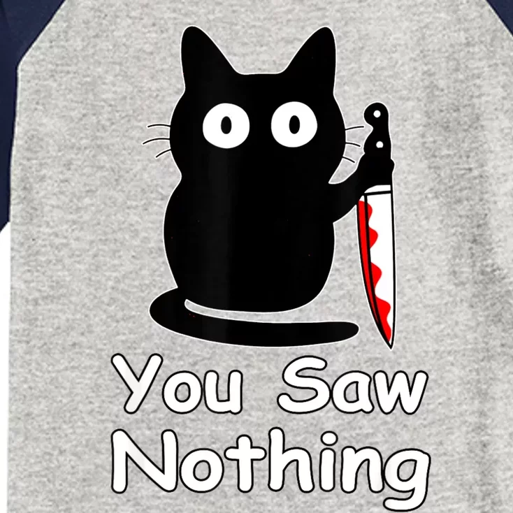 Funny Cat You Saw Nothing Funny Black Cat Gift Idea Kids Colorblock Raglan Jersey