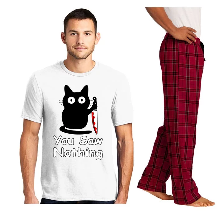 Funny Cat You Saw Nothing Funny Black Cat Gift Idea Pajama Set