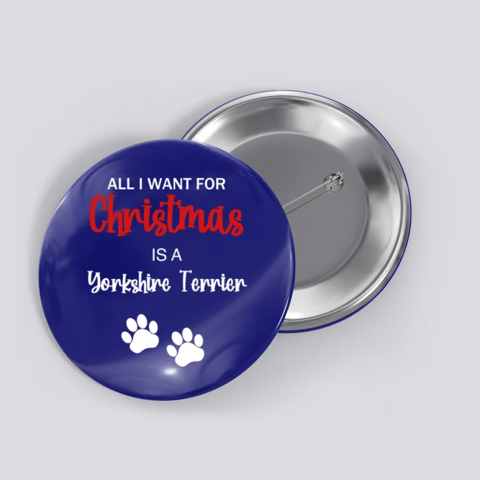 Funny Christmas Yorkshire Terrier Dog Gift Button