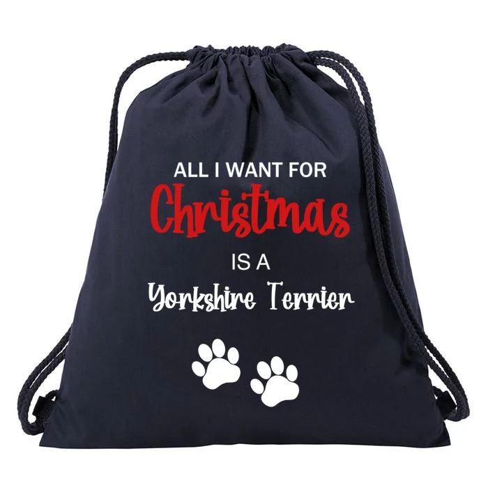 Funny Christmas Yorkshire Terrier Dog Gift Drawstring Bag