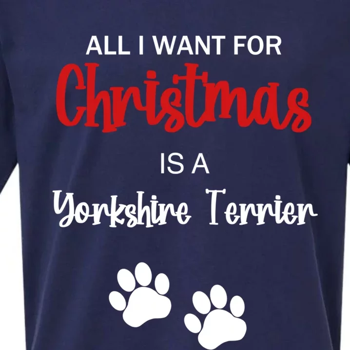 Funny Christmas Yorkshire Terrier Dog Gift Sueded Cloud Jersey T-Shirt