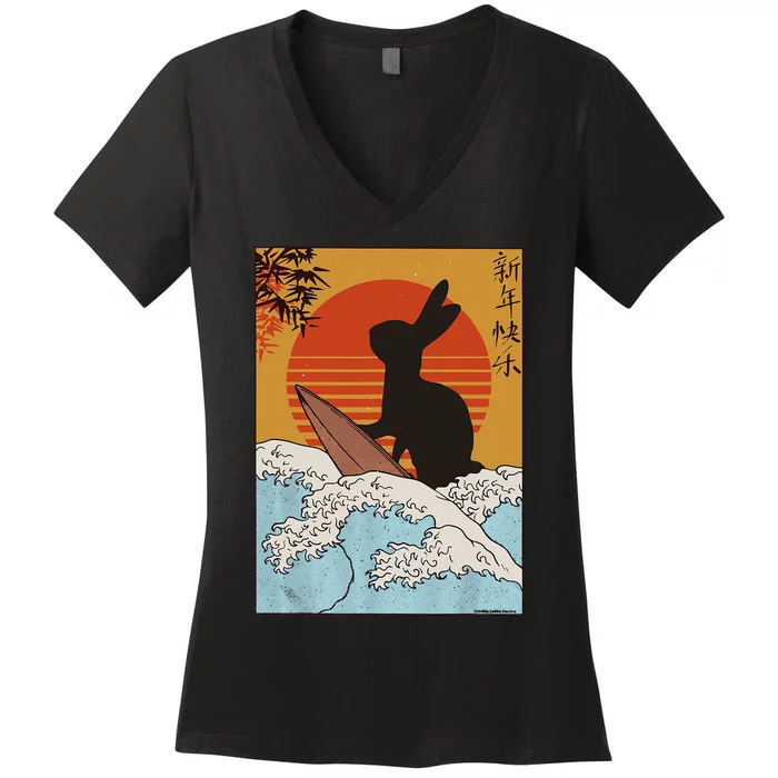 Funny Chinese Zodiac Chinese Lunar New Year Of The Rabbit Women's V-Neck T-Shirt